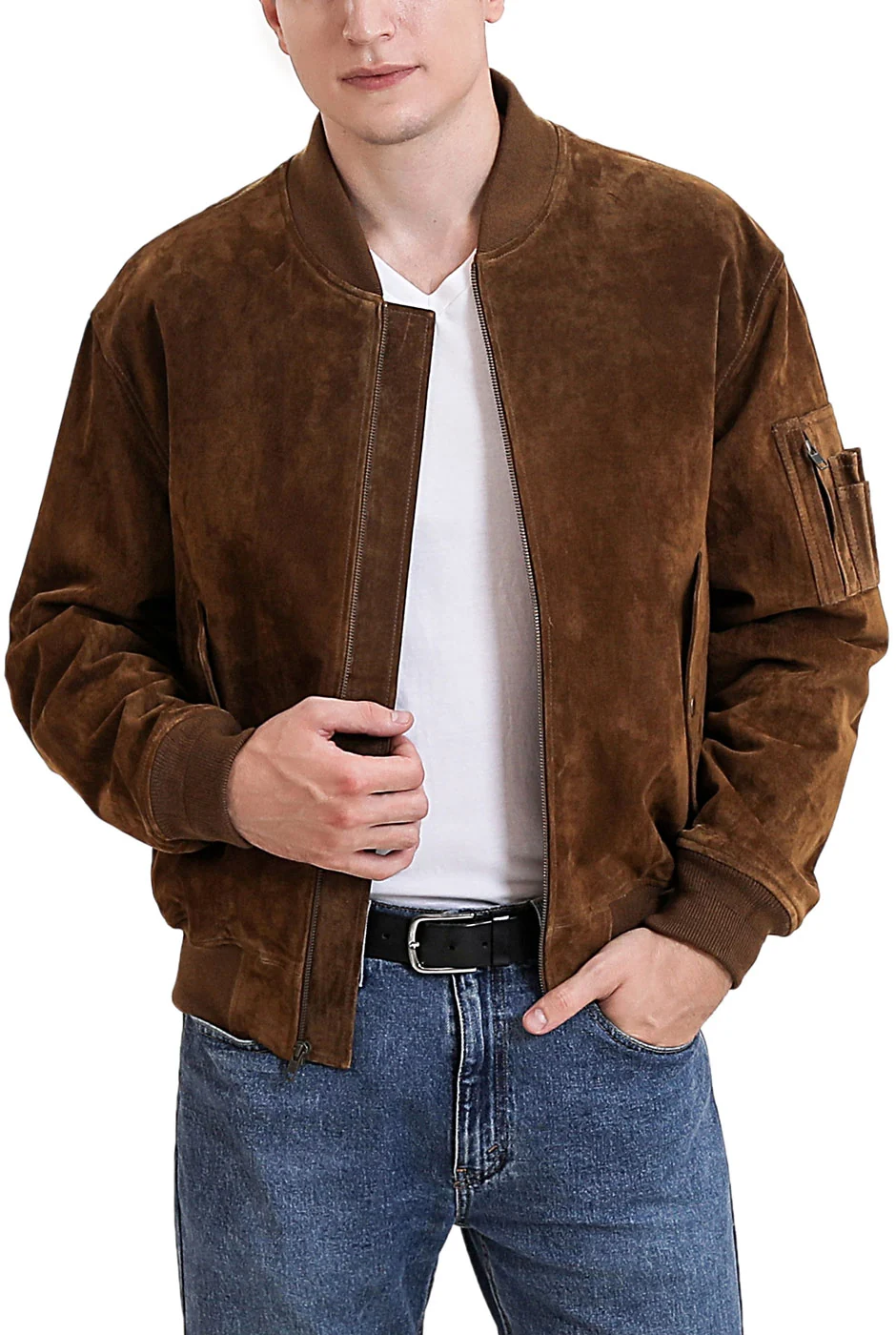 Suede Leather Bomber Jacket